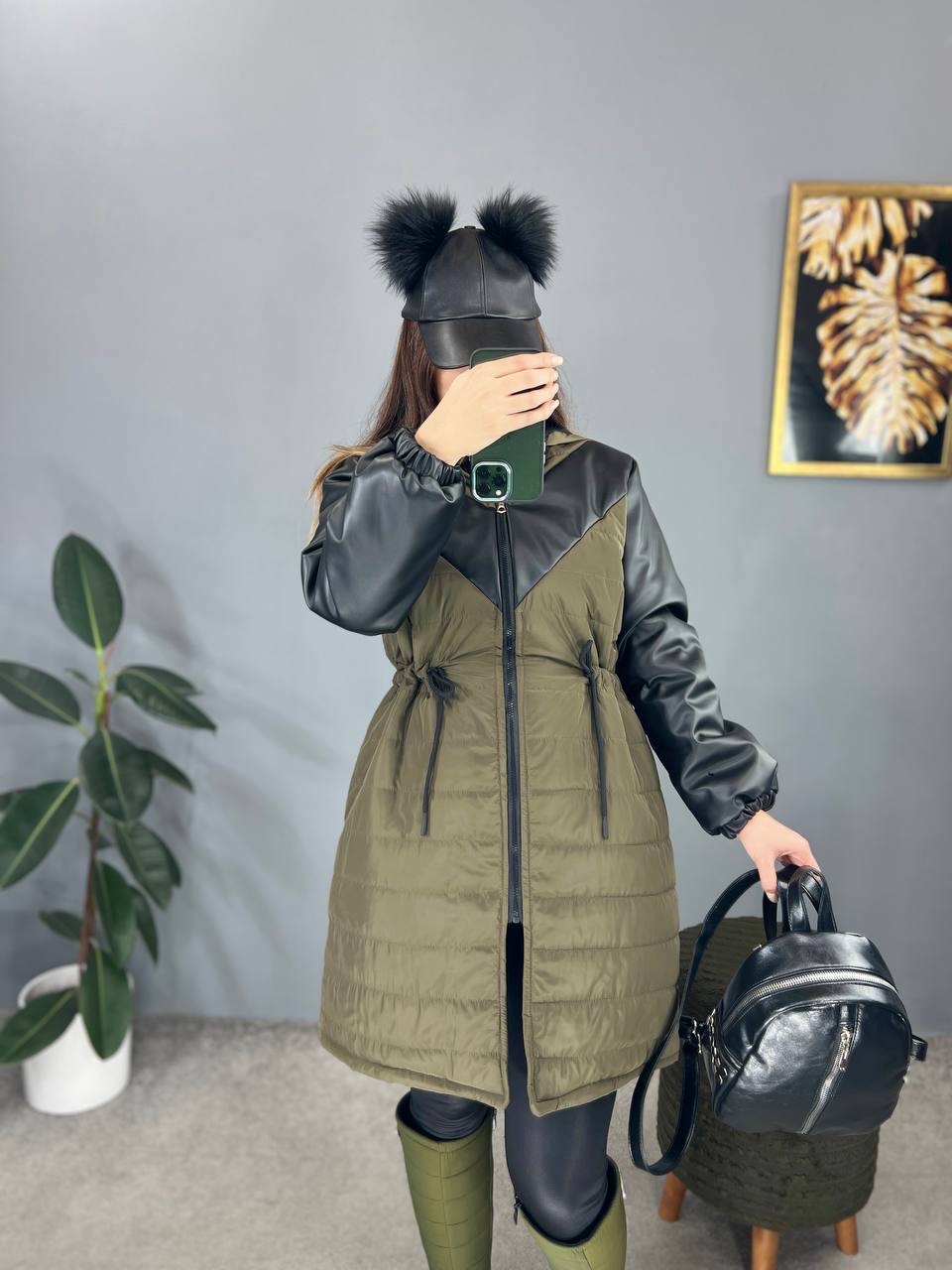 کاپشن ترکیبی چرم کیهان کد volga1769