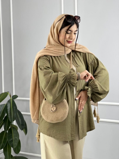 شومیز استین پفی آلاله کد volga2163