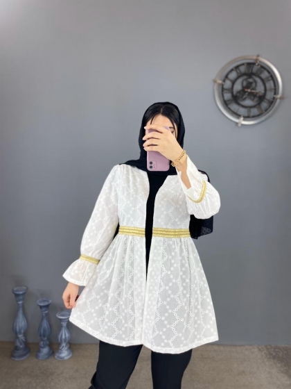 مانتو خامه دوزی گل گلی کد volga1003