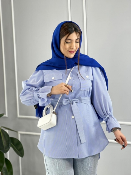 شومیز راه راه گلبرگ کد volga2160