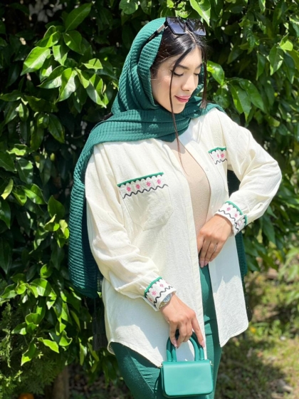 شومیز گلدوزی لینن اسما کد volga2583