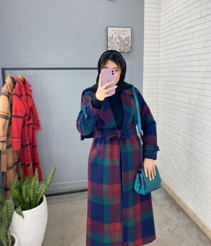 پالتو فوتر چهارخونه بلند کد 801