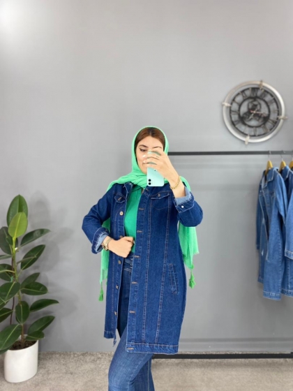 کت جین ابی تیره بدون زاپ کد volga344