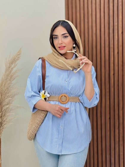 شومیز راه راه کمرکش مهرسا کد5722