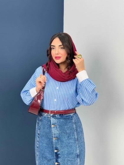شومیز راه راه یقه سفید مایا کد 5826