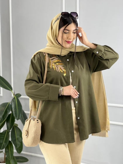 شومیز لنین پولک دوزی پرنیان کد volga2257