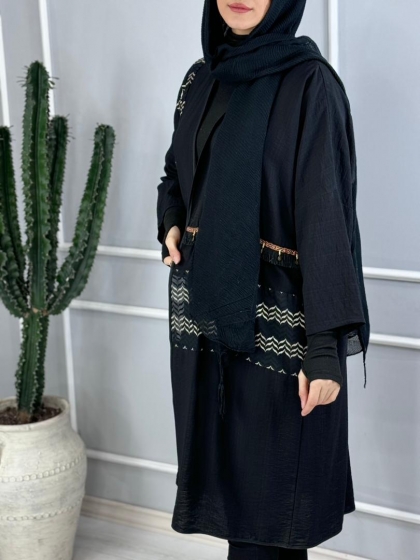 مانتو عبایی موج کد volga3596