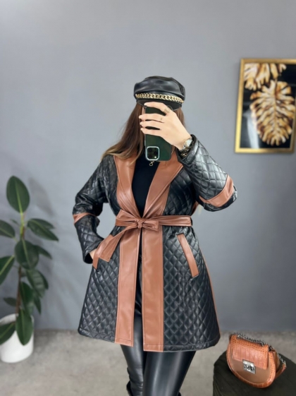 کاپشن چرم استردار نگارین کد volga1860
