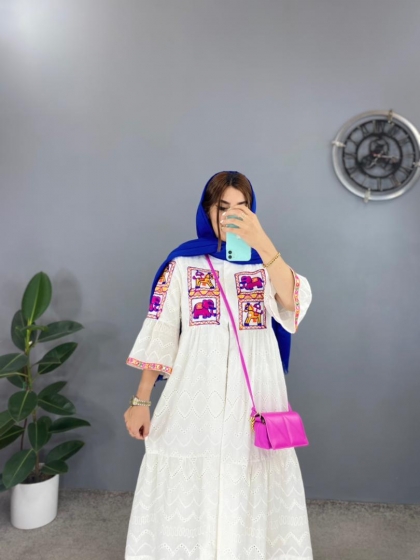 خامه دوزی چیندار پینکی کد volga1457