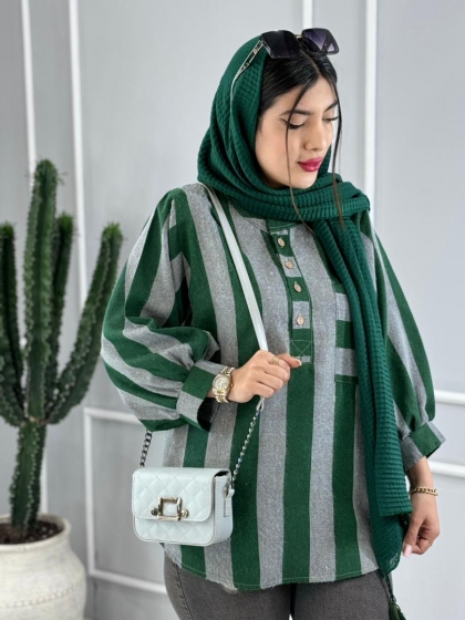 شومیز جلوبسته تک جیب کد volga3049