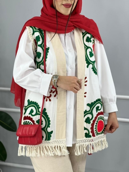 دو تیکه مزونی گلدوزی نجمه کد volga2495