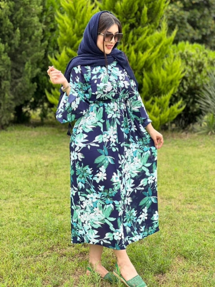 پیراهن گلدار صدف کد volga2454