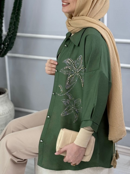 شومیز طرح گل گلایل کد volga3376