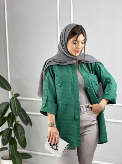 مانتو دکمه دار حصیری کاج کد volga2093