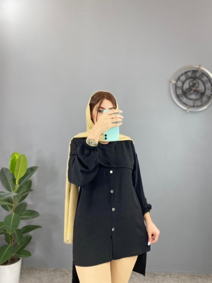مانتو ابروبادی جلوبسته کهربا کد volga1356