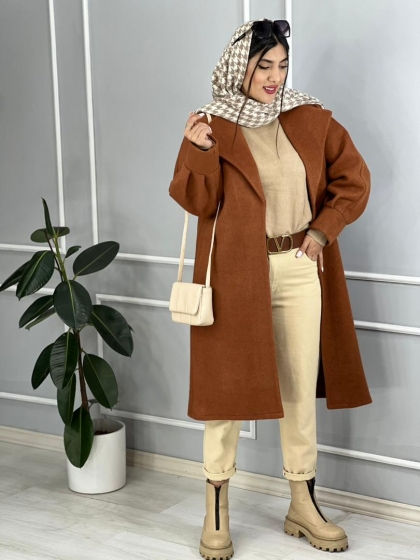 پالتو فوتر بلند یقه انگلیسی کد volga2738