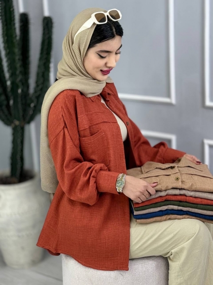 شومیز آستین پیله کهربا کدvolga3951