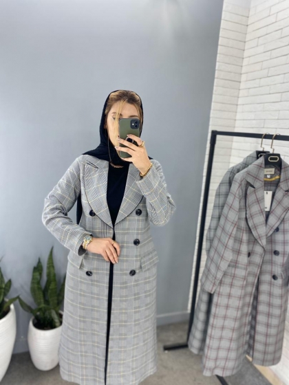  مانتو چهارخونه بلند کد 338