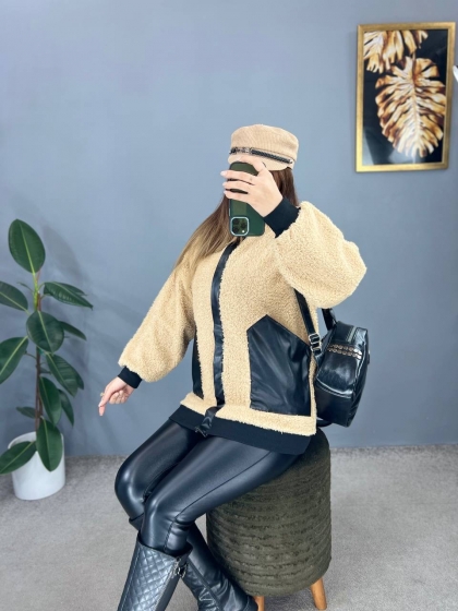 سویشرت تدی جیب چرم کد volga1758