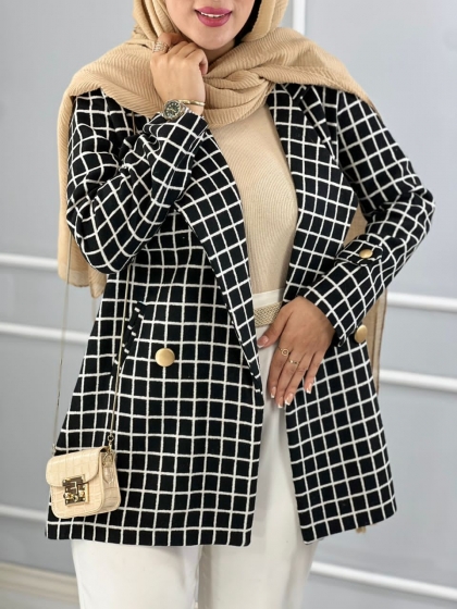 پالتو چهارخونه کوکی کد volga2698