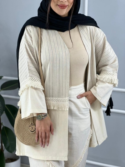 مانتو لینن راه راه فرسیما کد volga2483
