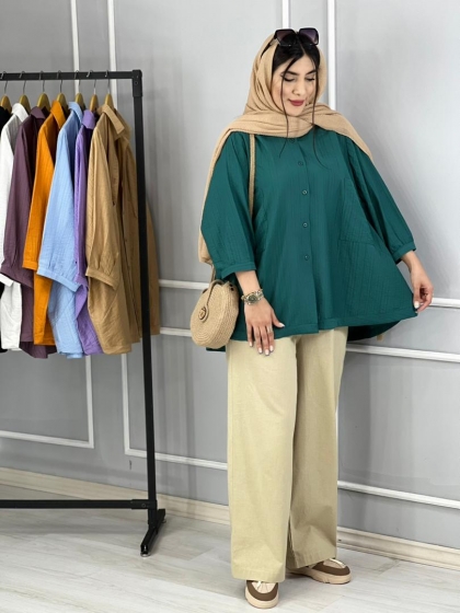 شومیزی استین پلیسه کد volga2349
