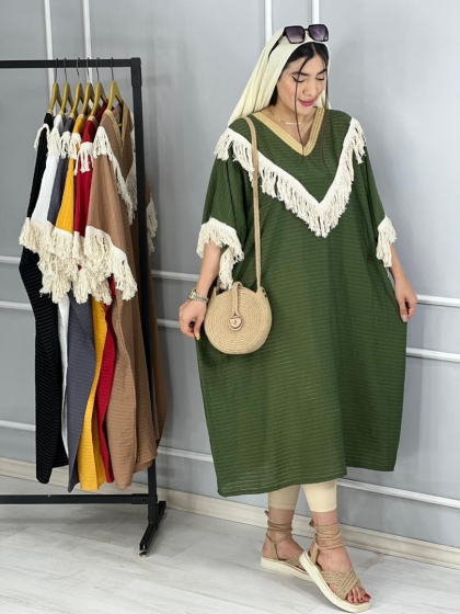 مانتو پیراهنی مکرومه ماهی کد volga2543