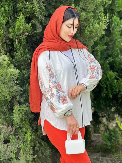مانتو استین گلدوزی آسمان کد volga2393