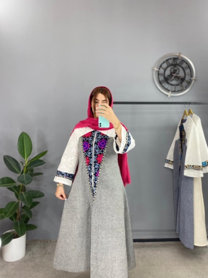 مانتو مزونی بلند انار کد volga1395