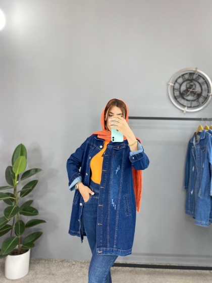 کت جین ابی تیره زاپدار کد volga862