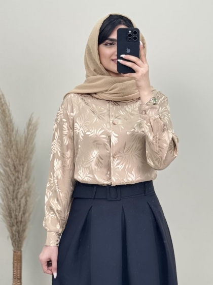 شومیز ساتن طرح برگ توبا کد5514