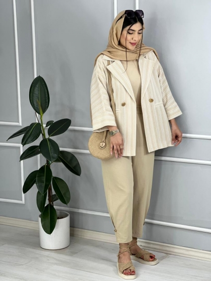 ست مانتووشلوار لینن رها کد volga2559