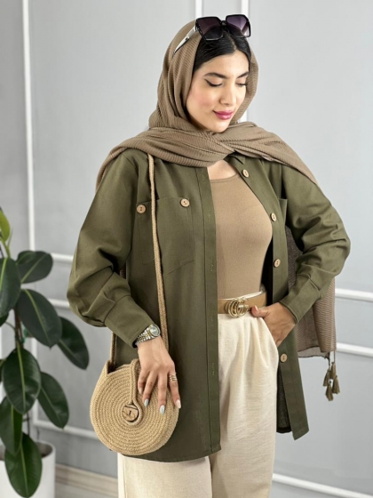 شومیز دکمه چوبی رایا کد volga2670