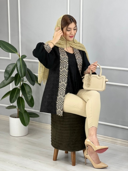 ژاکارد  مزونی خرجکار پولکی کد volga2052