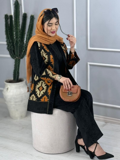 ست مانتو وشلوارمخمل کهن کد volga3292