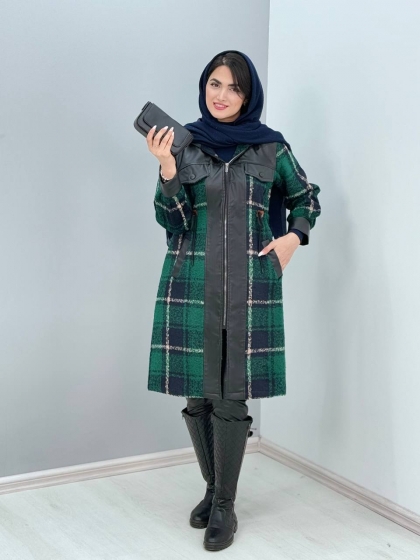 پالتو ترکیبی کلاهدار پریماه کد5474