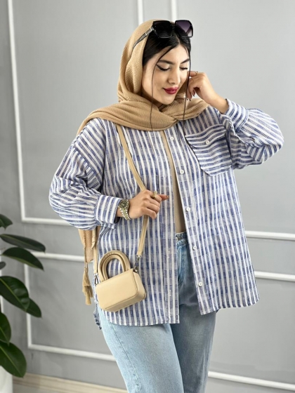 شومیزی راه راه دلبند کد vola2389