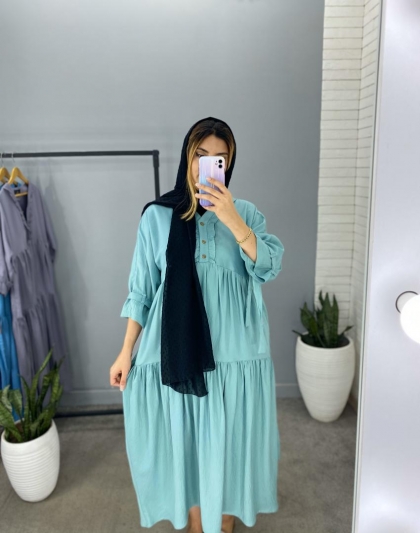 مانتو پیراهنی بلند چیندار کد 532