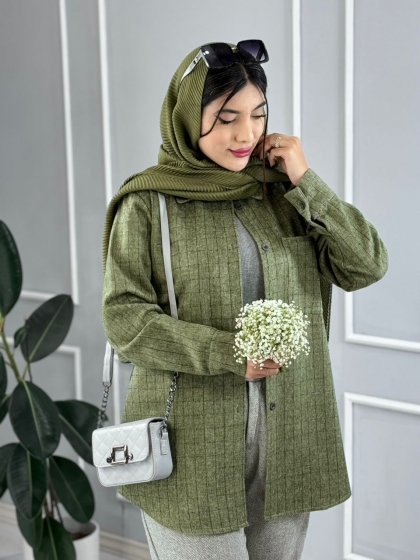 شومیز تک جیب لاته کد volga3078