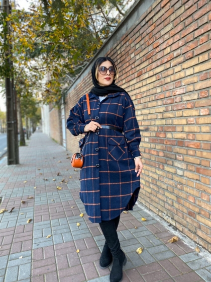 پالتو چهارخونه بلند موهر کد 712
