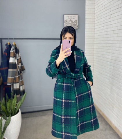 پالتو چهارخونه استردار بلند 783