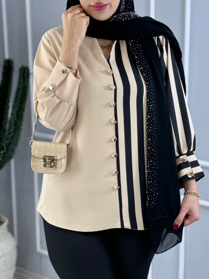شومیز ترکیبی زبرا کد volga3386
