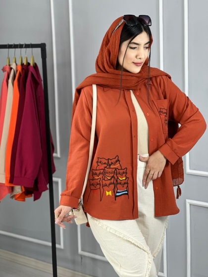 شومیز رنگی پیشی کد volga2542