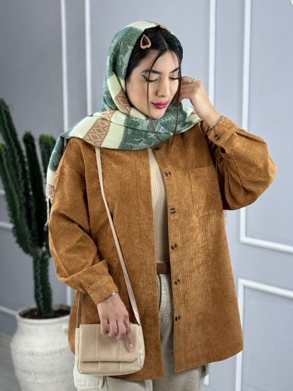 شومیز مخمل کهربا کد volga3117