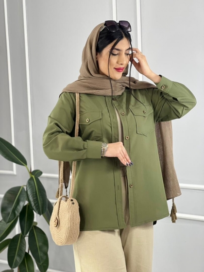 شومیز دو جیب رنگین کمون کد volga2236