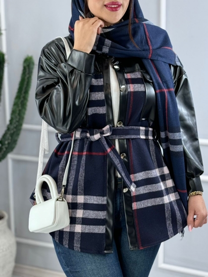 شکت استین چرم کمردار کد volga3175