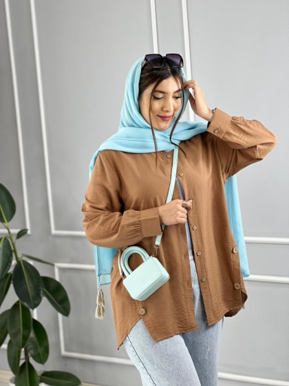 شومیز بابوس دکمه چوبی کد volga2162