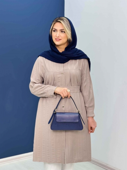 مانتو بلند کمردار ساناز کد5729