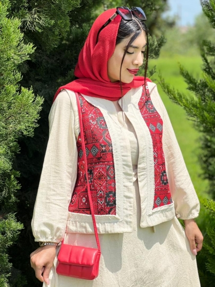ست جلیقه و پیراهن گلستان کد volga2623