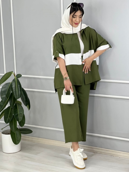 مانتو و شلوار اسپرت ساتین کد volga2291